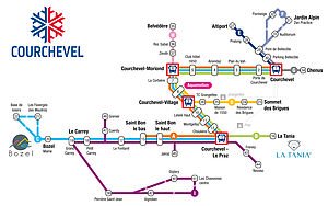 Ski bus route Courchevel