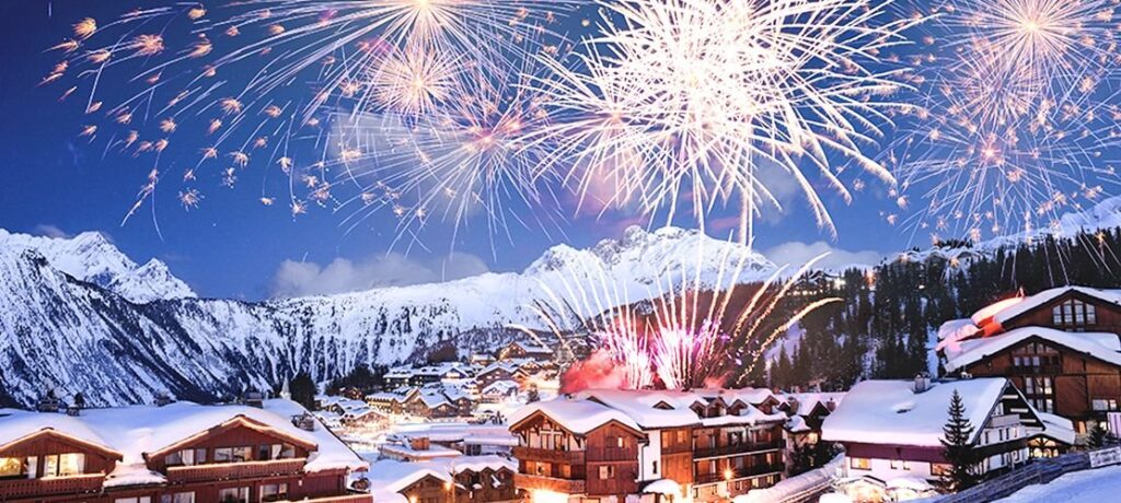Courchevel fireworks at apres ski