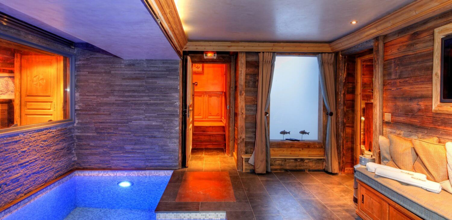 indoor pool in a ski chalet